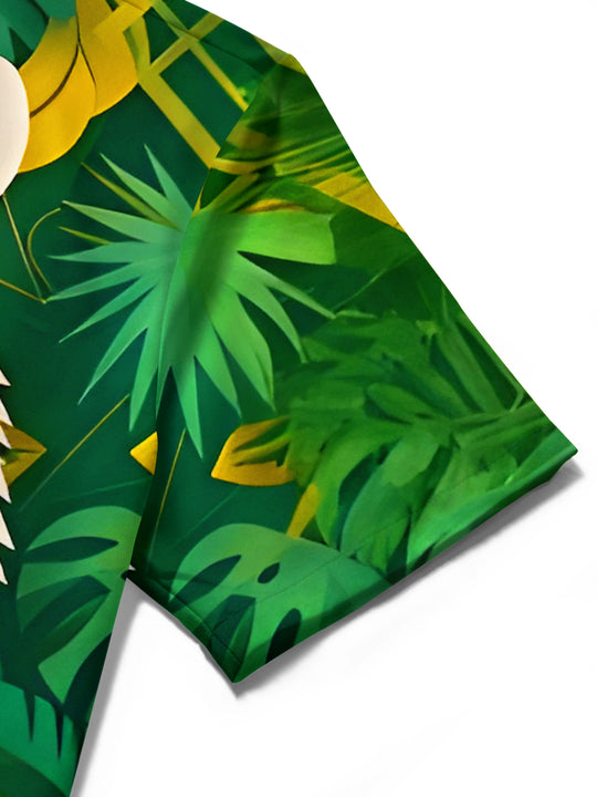 Hawaiian Leaves Tropical Origami Tiger Men's Pocket Short Sleeve Shirts