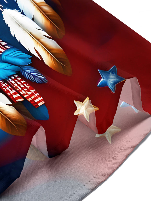 American Flag Dreamcatcher Eagle Independence Day Men's Pocket Short Sleeve Shirts
