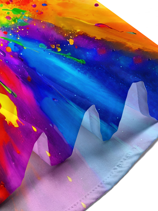Pride Month Colorful Tie Dye Splatter Art Men's Pocket Short Sleeve Shirts