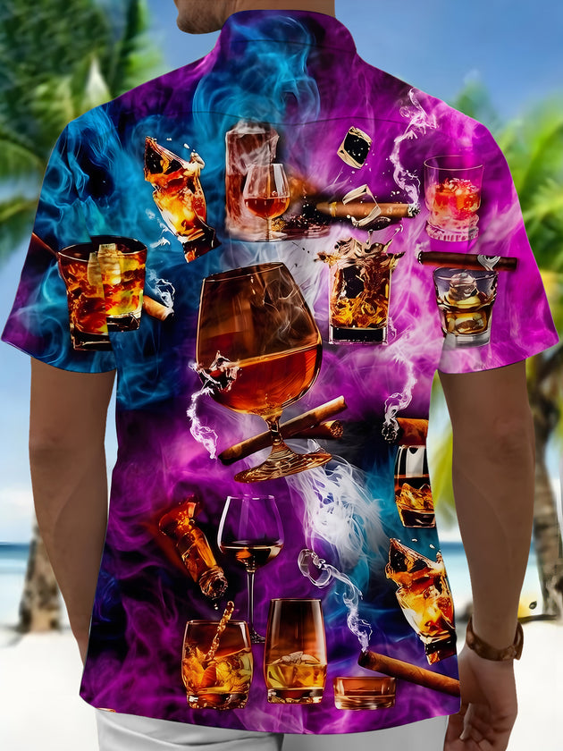 Whiskey Cigar Smoke Men's Pocket Short Sleeve Shirts