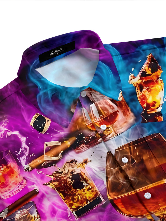 Whiskey Cigar Smoke Men's Pocket Short Sleeve Shirts