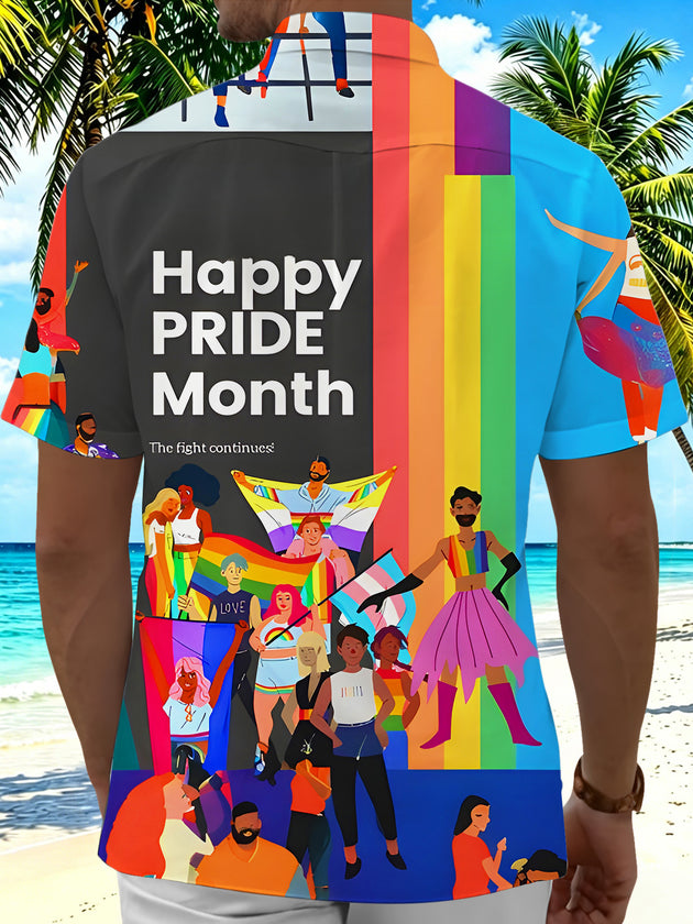 Pride Month Colorful Fun Men's Pocket Short Sleeve Shirts