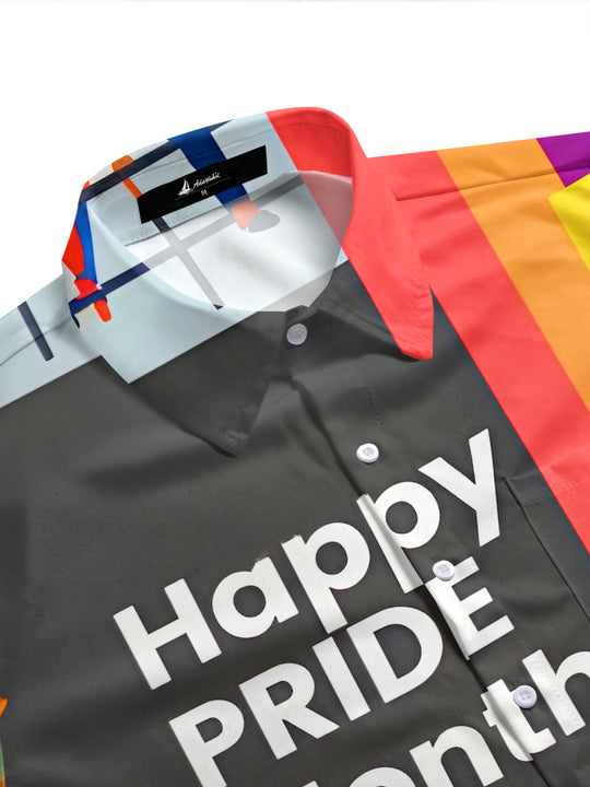 Pride Month Colorful Fun Men's Pocket Short Sleeve Shirts
