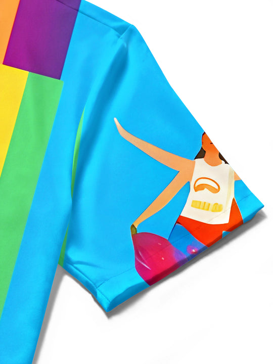 Pride Month Colorful Fun Men's Pocket Short Sleeve Shirts
