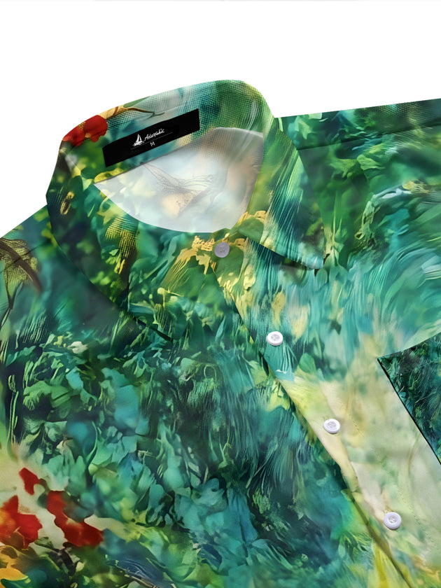 Watercolor Retro Fishing Men's Pocket Short Sleeve Shirts