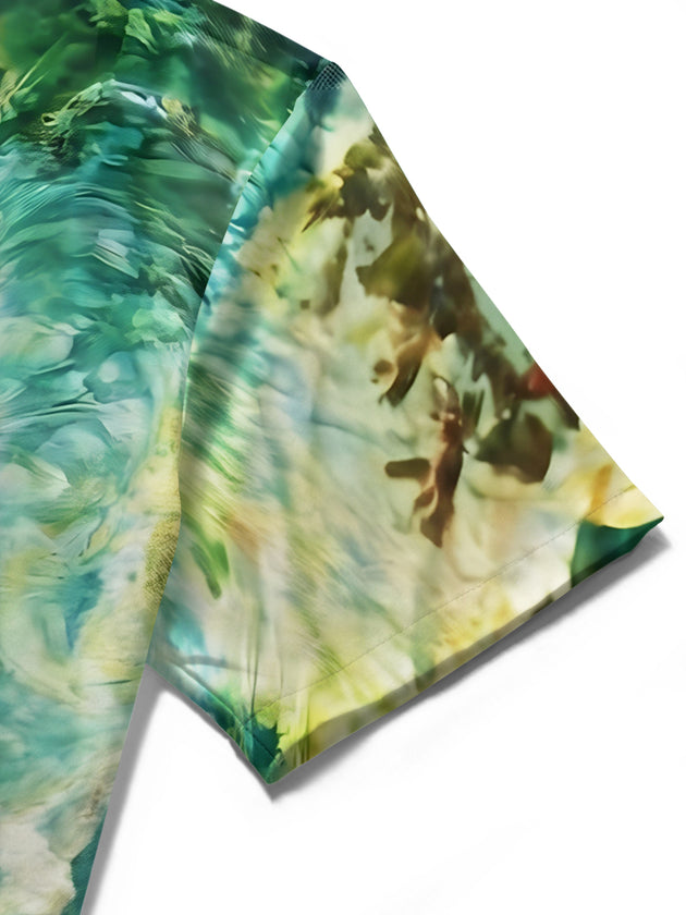 Watercolor Retro Fishing Men's Pocket Short Sleeve Shirts