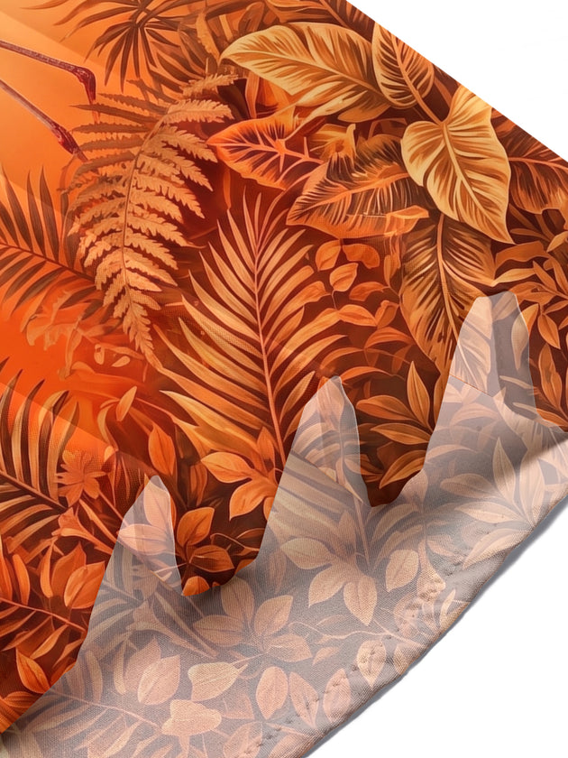 Hawaiian Tropical Sunset Gradient Flamingo Men's Pocket Short Sleeve Shirts