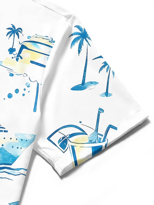 Hawaiian Cruise Vacation Cocktail Men's Pocket Short Sleeve Shirts