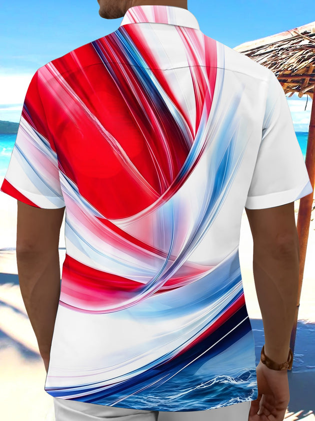 American Flag Element Fighter Jet Independence Day Men's Pocket Short Sleeve Shirts