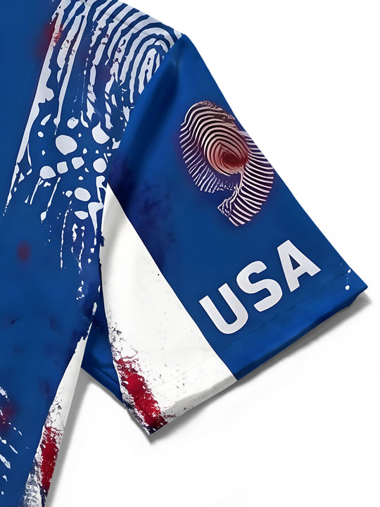 American Flag & Eagle Independence Day Men's Pocket Short Sleeve Shirts
