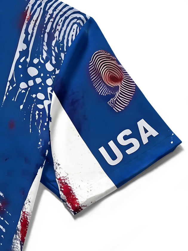 American Flag & Eagle Independence Day Men's Pocket Short Sleeve Shirts