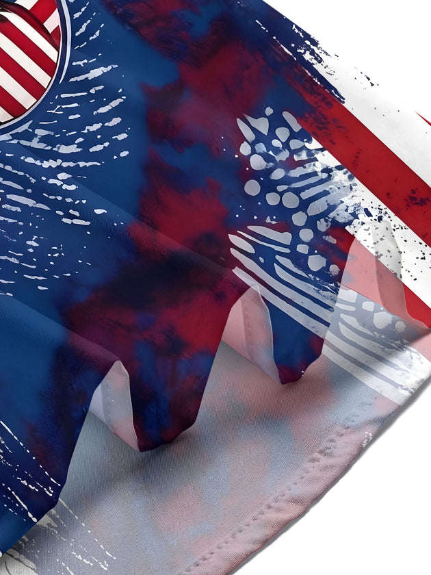 American Flag & Eagle Independence Day Men's Pocket Short Sleeve Shirts