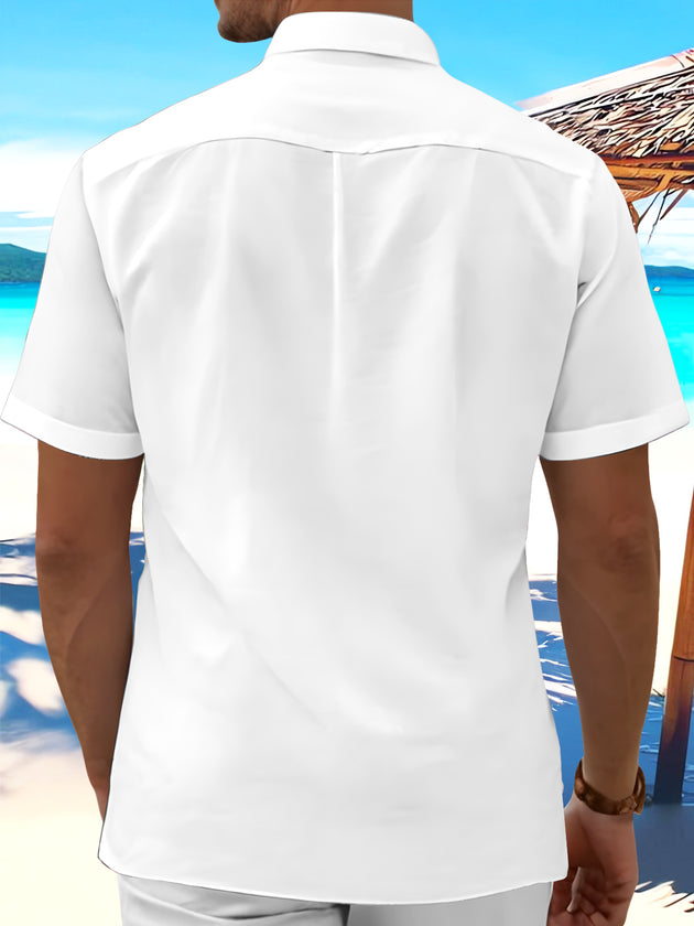 Fun Cherry Cocktail Wine Men's Pocket Short Sleeve Shirts