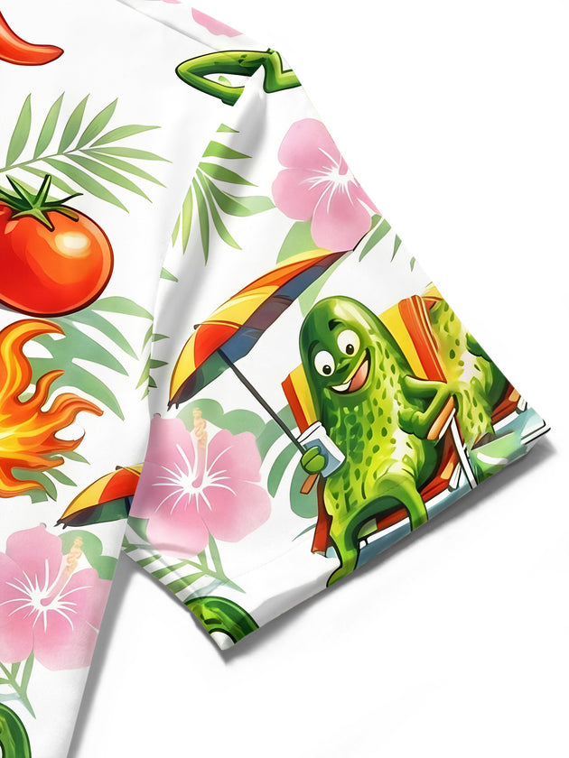 Fun Hawaiian Cucumber Tropical Men's Pocket Short Sleeve Shirts