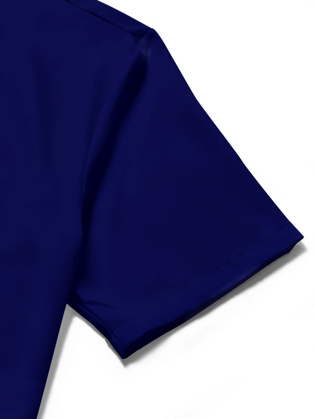 Blue Geometric Lines & Star Men's Pocket Short Sleeve Shirts