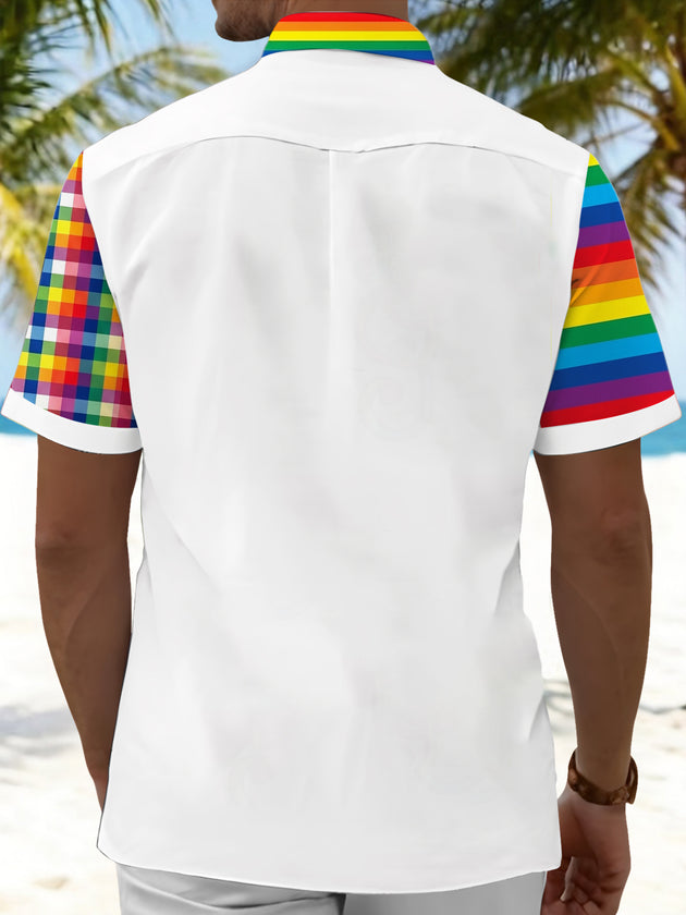 Pride Month Colorful Music Jesus Religious Men's Pocket Short Sleeve Shirts