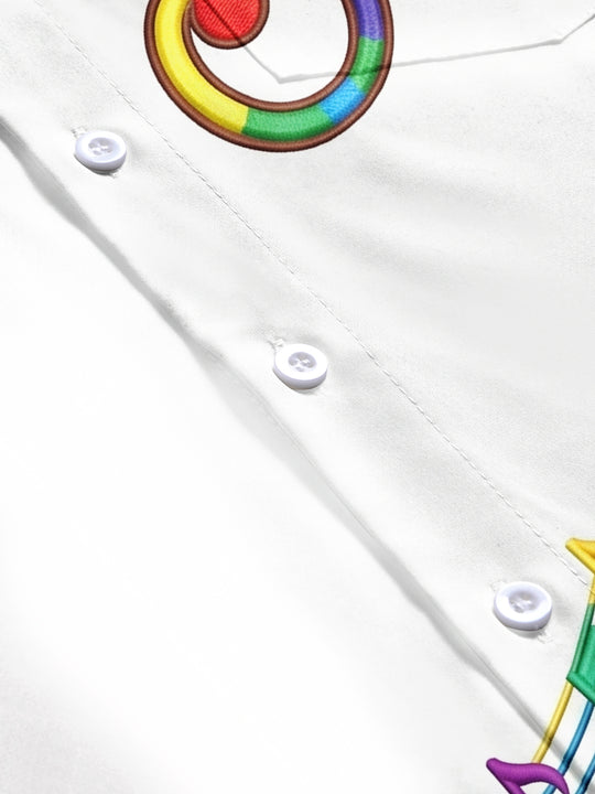 Pride Month Colorful Music Jesus Religious Men's Pocket Short Sleeve Shirts