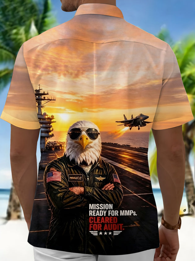 Aircraft Carrier Pilot Eagle Men's Pocket Short Sleeve Shirts