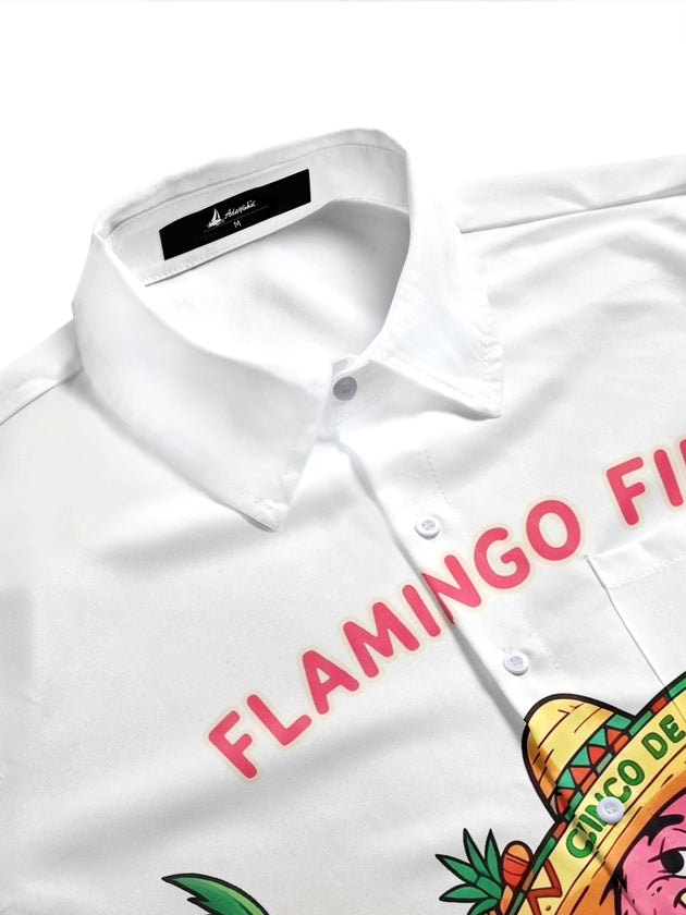 Fun Hawaiian Beach Fiesta Flamingo Men's Pocket Short Sleeve Shirts