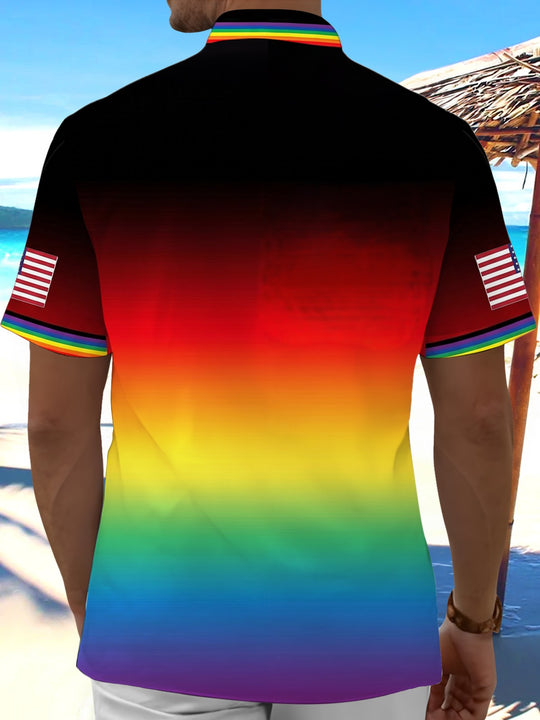 Pride Month Colorful Gradient Flag Men's Pocket Short Sleeve Shirts