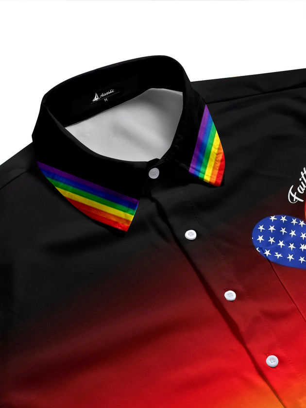 Pride Month Colorful Gradient Flag Men's Pocket Short Sleeve Shirts