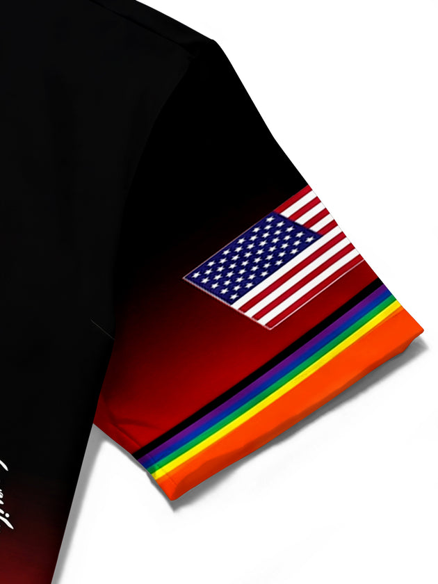 Pride Month Colorful Gradient Flag Men's Pocket Short Sleeve Shirts