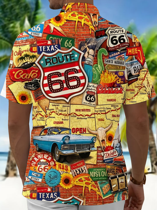 Route 66 Vintage Men's Pocket Short Sleeve Shirts