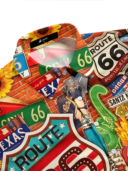 Route 66 Vintage Men's Pocket Short Sleeve Shirts