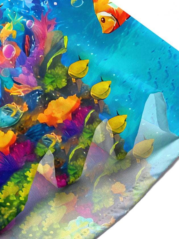 Hawaiian Colorful Turtle Ocean Men's Pocket Short Sleeve Shirts