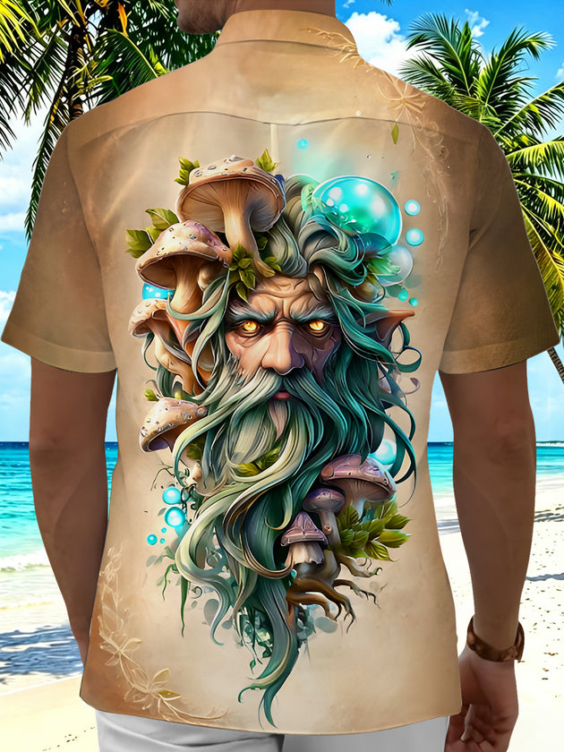 Mushroom Forest Old Man Men's Pocket Short Sleeve Shirts