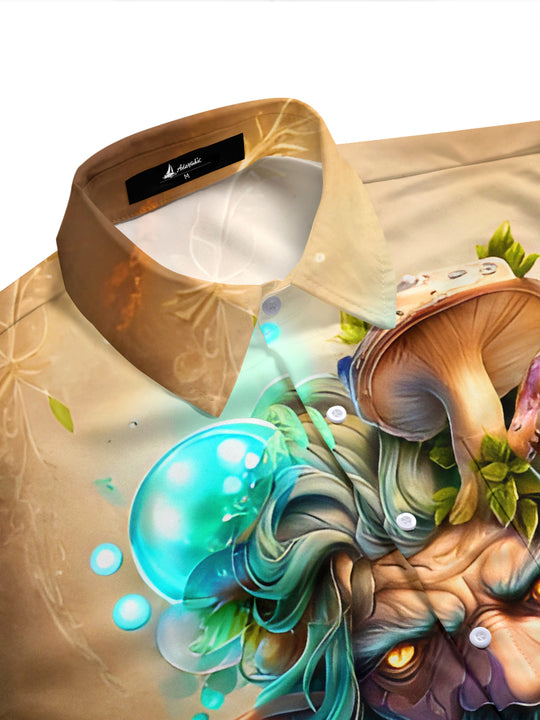 Mushroom Forest Old Man Men's Pocket Short Sleeve Shirts
