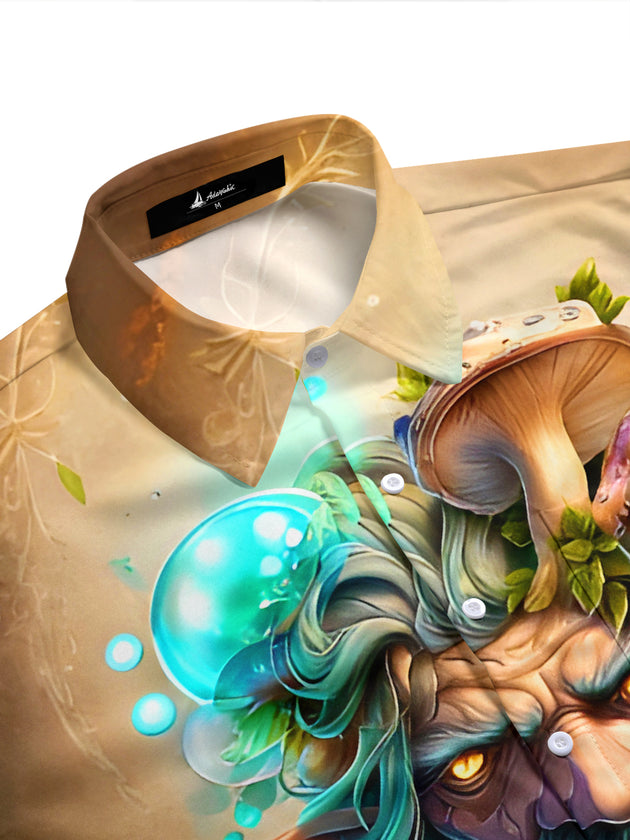 Mushroom Forest Old Man Men's Pocket Short Sleeve Shirts