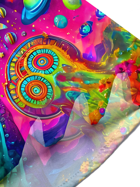 Psychedelic Colorful Hippie Alien UFO Men's Pocket Short Sleeve Shirts
