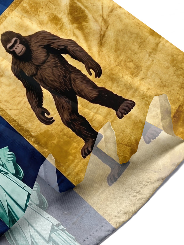 USA 250th Anniversary American Flag Eagle Statue Of Liberty Independence Day Men's Pocket Short Sleeve Shirts