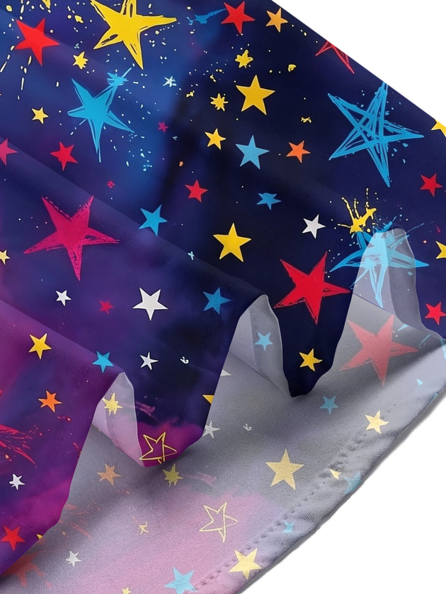 Pride Month Colorful Gradient Stars American Flag Men's Pocket Short Sleeve Shirts