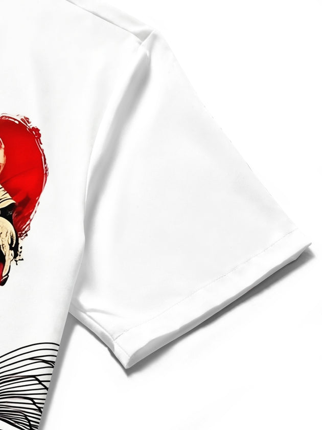 Jesus And Lamb Red & Black Art Religious Men's Pocket Short Sleeve Shirts
