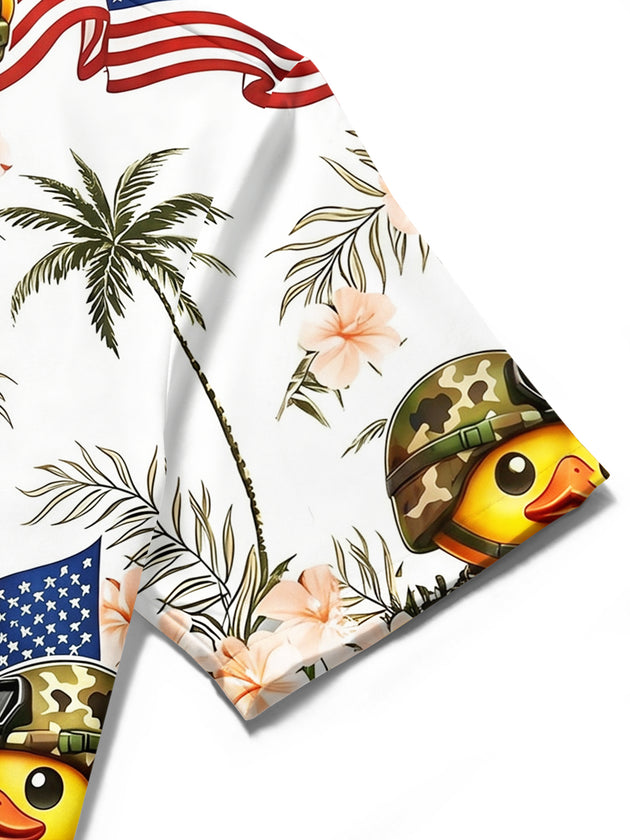 Military Rubber Duck Hawaiian Men's Pocket Short Sleeve Shirts
