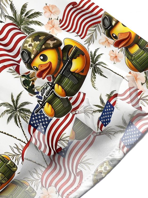 Military Rubber Duck Hawaiian Men's Pocket Short Sleeve Shirts