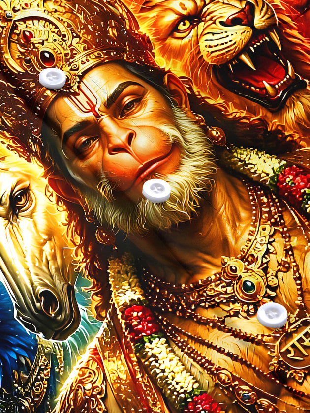 Dark Hanuman Multi-Faced Deity Men's Pocket Short Sleeve Shirts