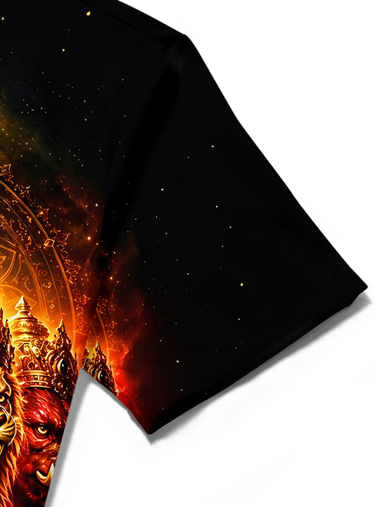 Dark Hanuman Multi-Faced Deity Men's Pocket Short Sleeve Shirts