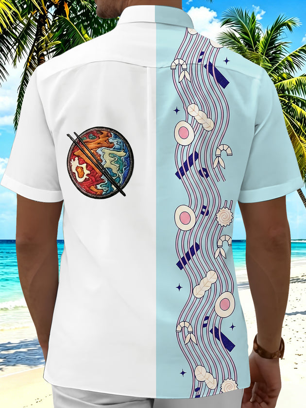 Fun Food Ramen Men's Pocket Short Sleeve Shirts