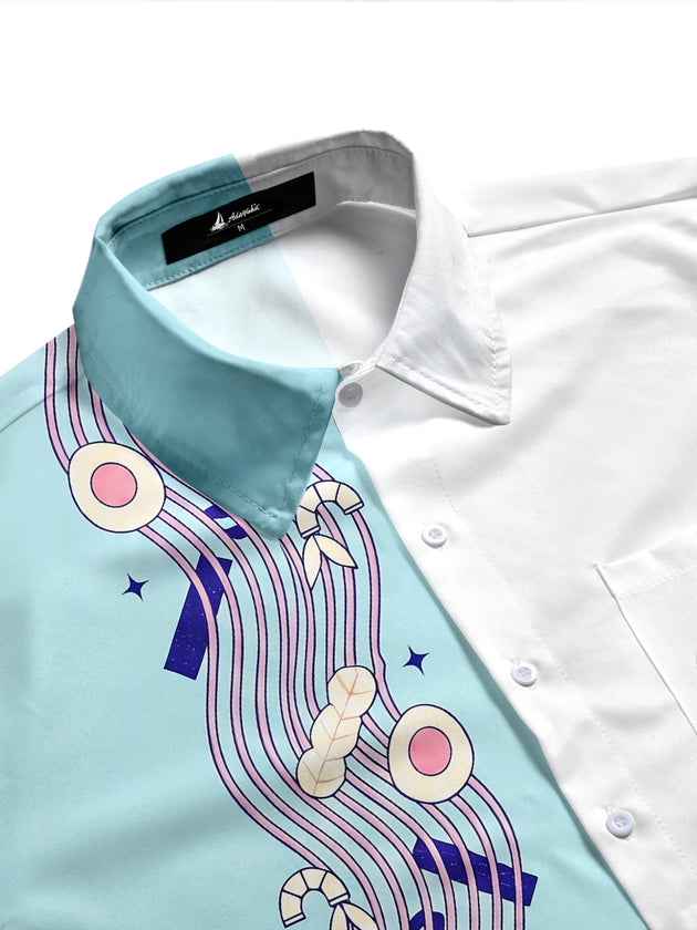 Fun Food Ramen Men's Pocket Short Sleeve Shirts