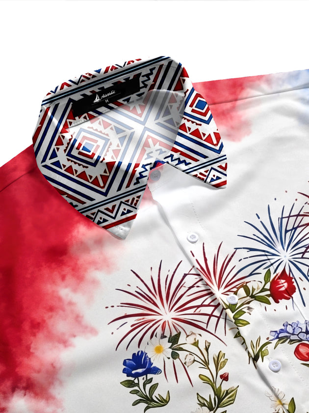 USA 250th Anniversary Gradient Tie Dye Flag Independence Day Men's Pocket Short Sleeve Shirts