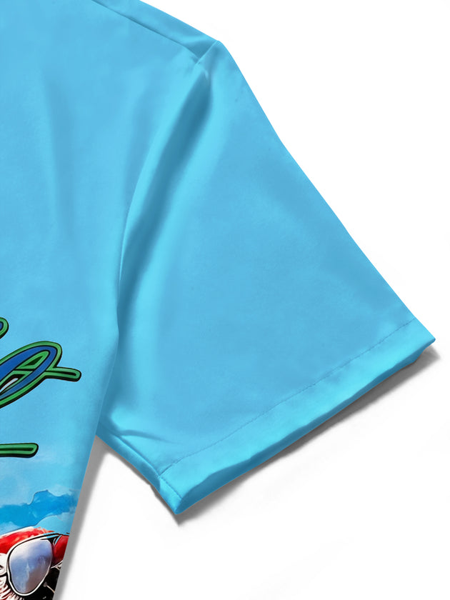 Hawaiian Caribbean Soul Guitar Parrot Men's Pocket Short Sleeve Shirts