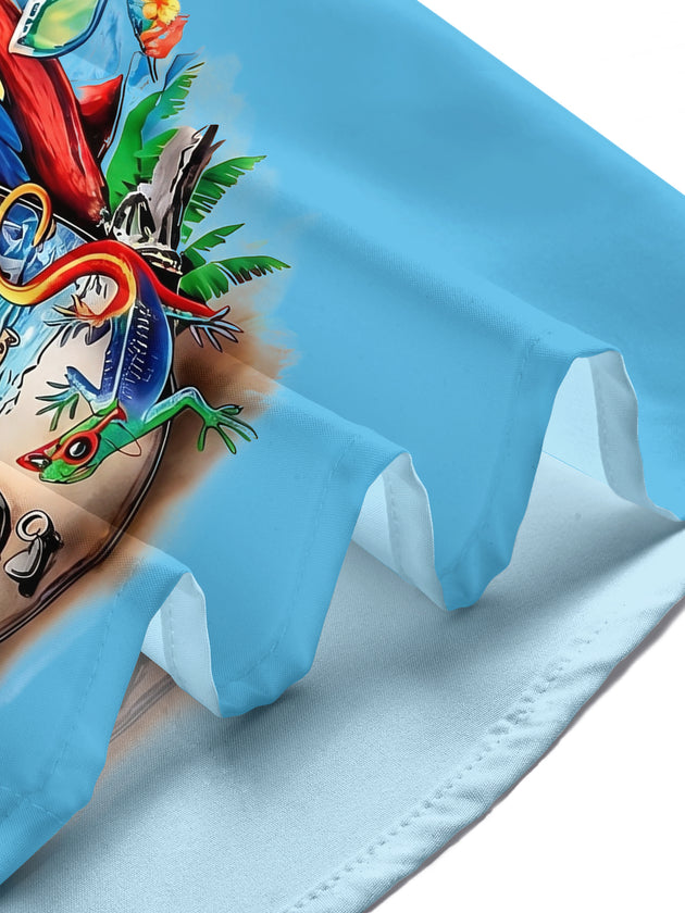 Hawaiian Caribbean Soul Guitar Parrot Men's Pocket Short Sleeve Shirts