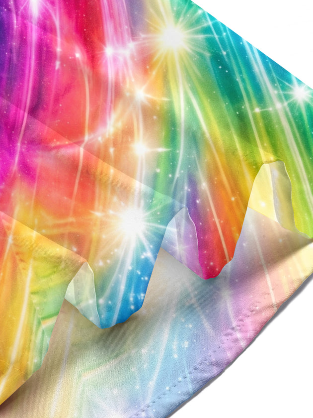 Pride Month Colorful Galaxy Sparkle Gradient Men's Pocket Short Sleeve Shirts