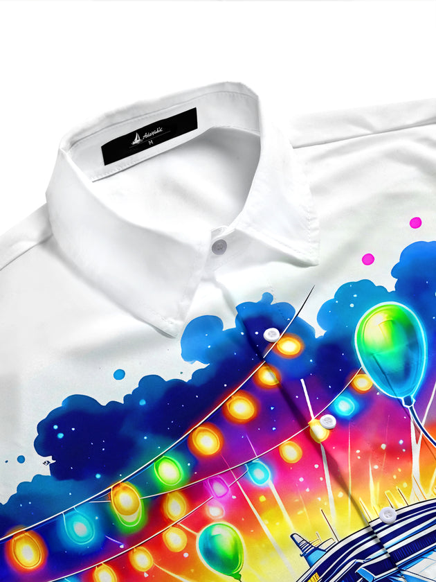 Hawaiian Happy Cruise Vacation Party Men's Pocket Short Sleeve Shirts