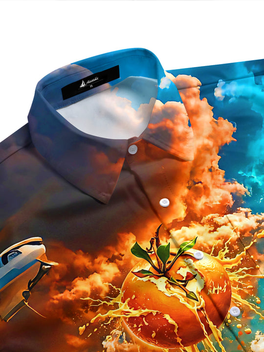 Fun Surreal Dream Collage Art Men's Pocket Short Sleeve Shirts