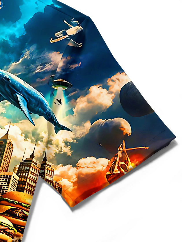 Fun Surreal Dream Collage Art Men's Pocket Short Sleeve Shirts