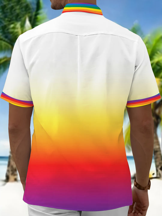 Pride Month Colorful Gradient American Eagle Men's Pocket Short Sleeve Shirts